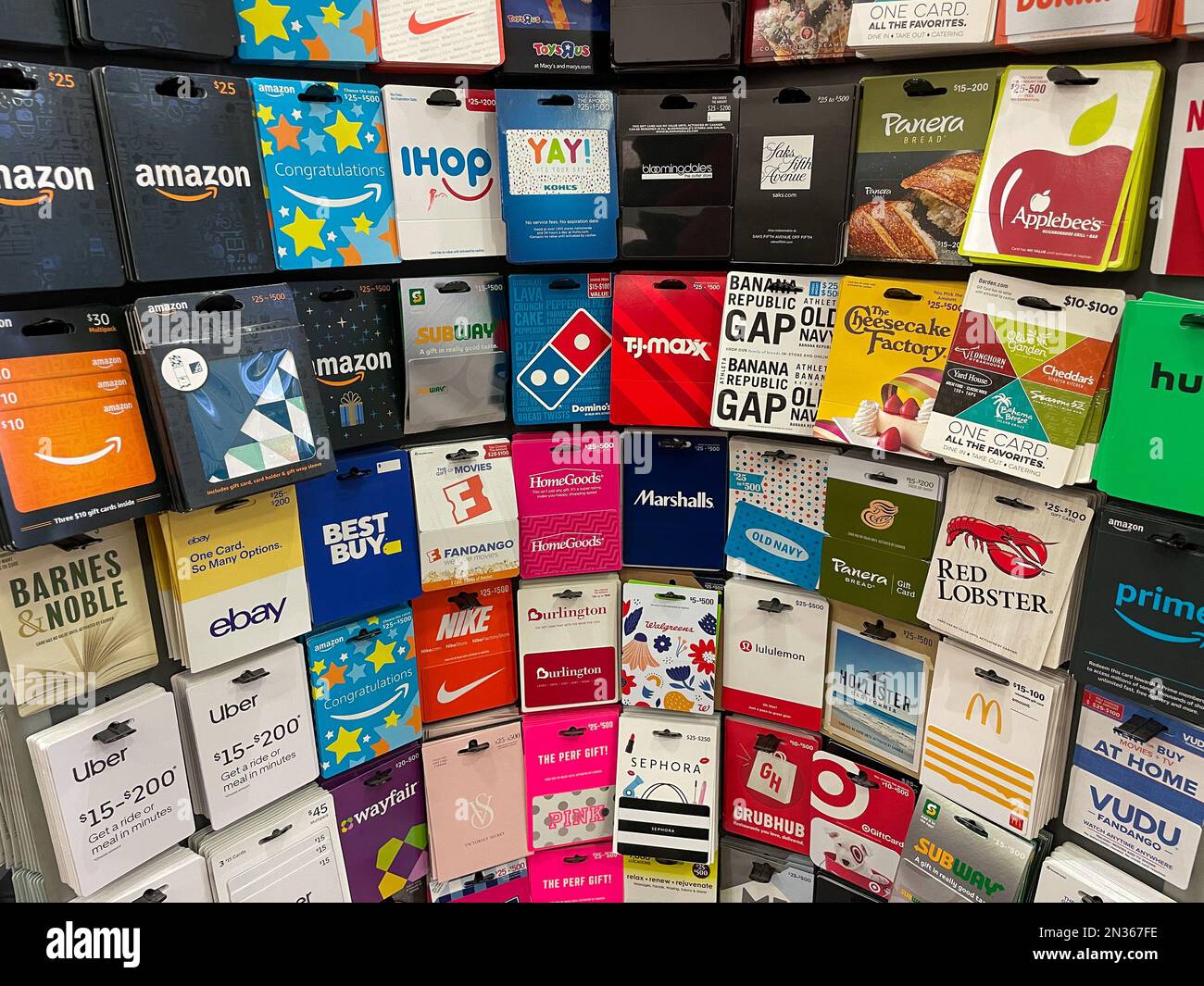 Variety of gift cards for a sale. Stock Photo