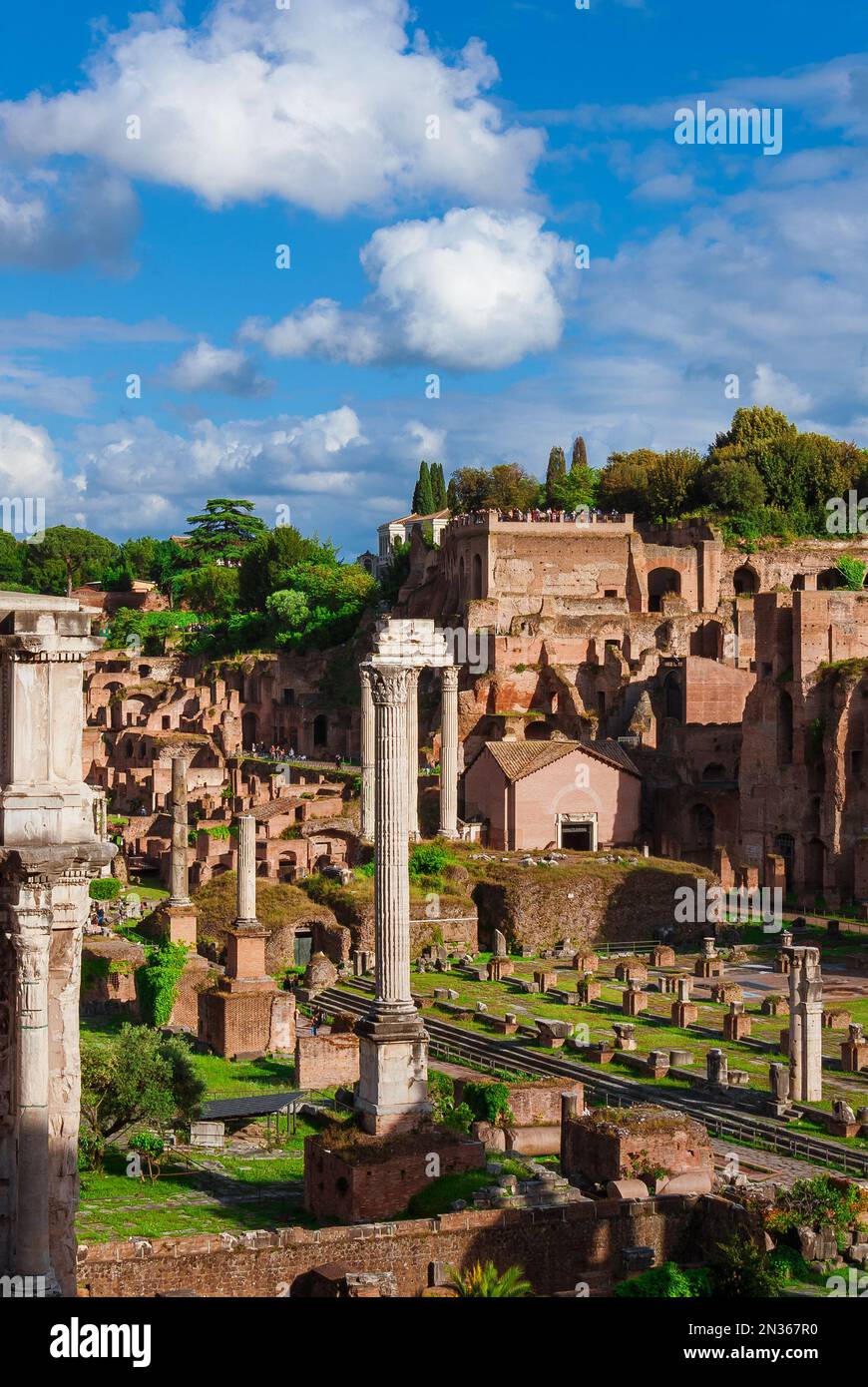 Roman Forum and Palatine Hill anciet ruins Stock Photo - Alamy
