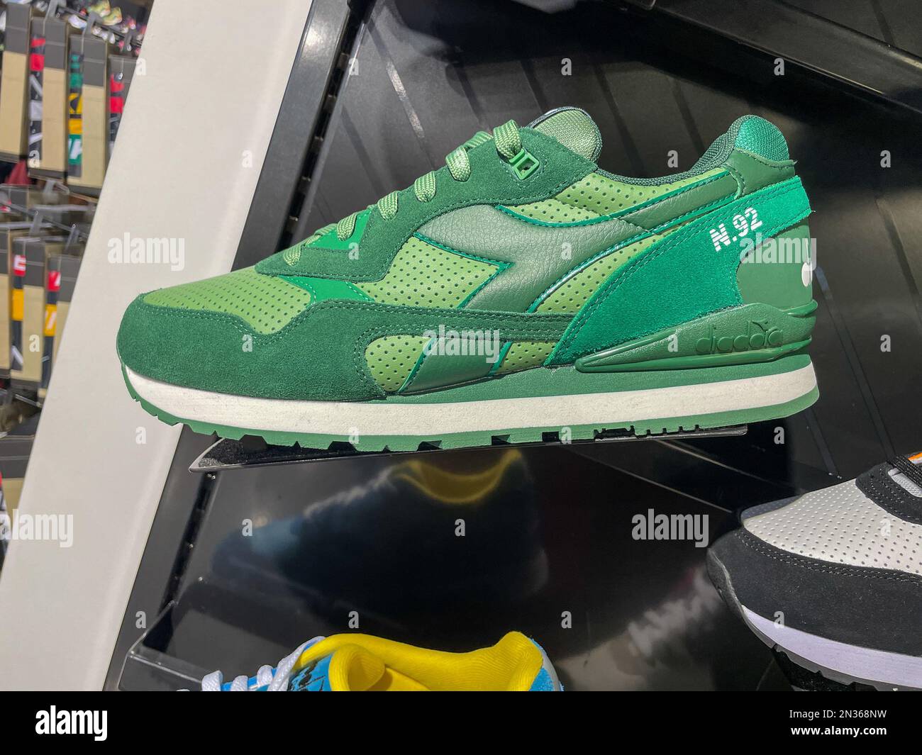 Green Diadora sneaker. Stock Photo
