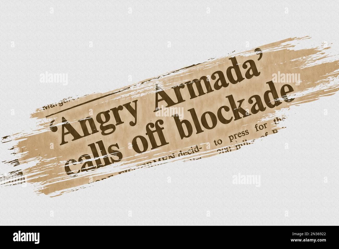 Angry Armada calls off blockade - news story from 1975 newspaper headline article title highlighted Stock Photo