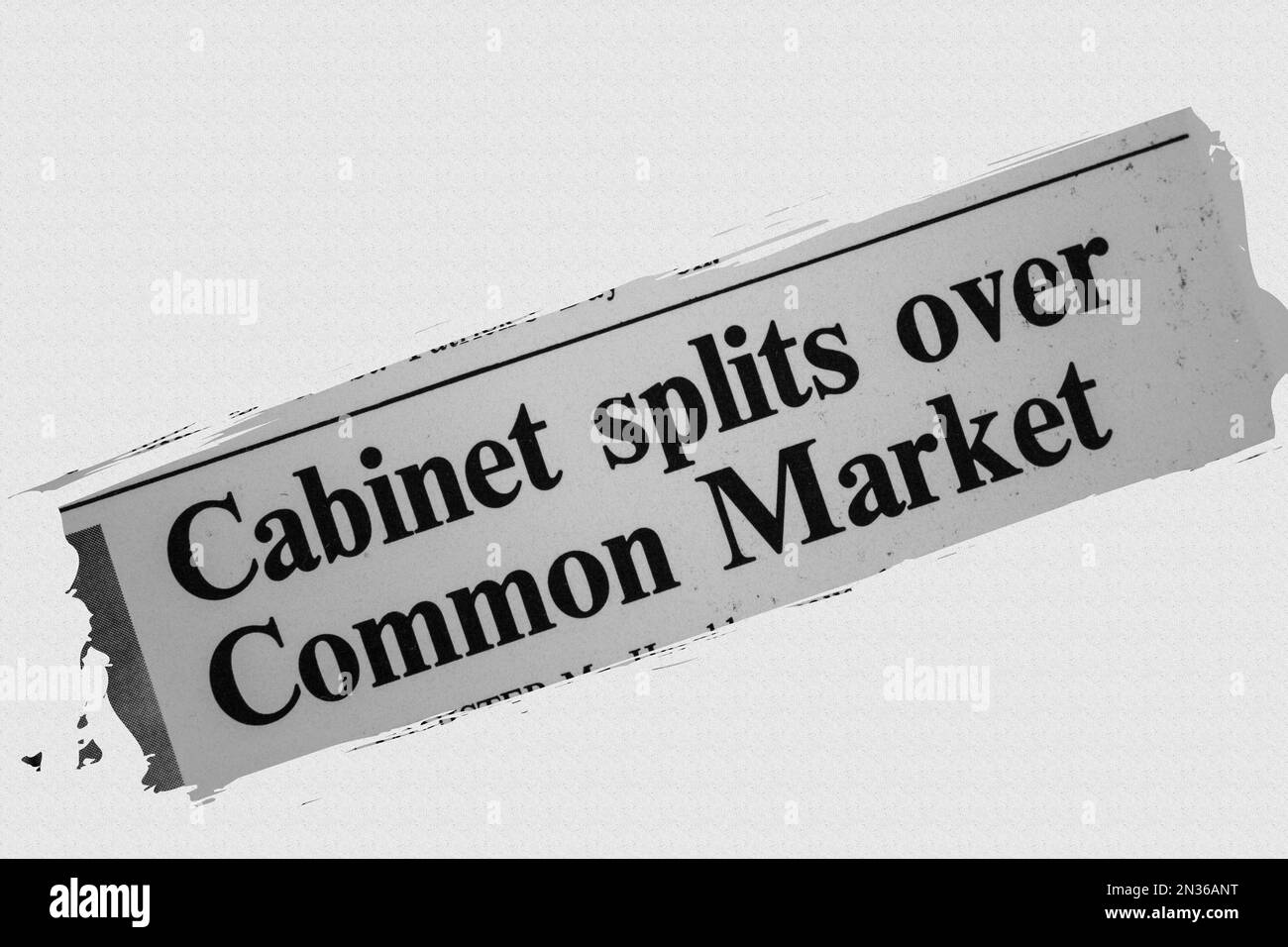 Cabinet splits over Common Market - news story from 1975 newspaper headline article title Stock Photo