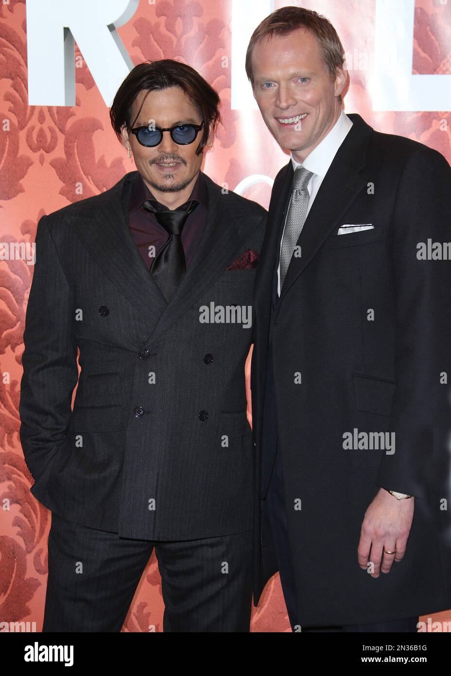 Actors Johnny Depp And Paul Bettany Pose For Photographers Upon Arrival At The Premiere Of The 