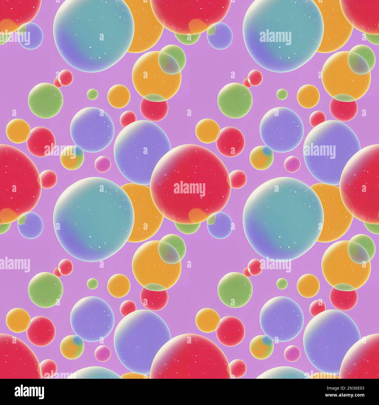Cute bright colorful abstract spheres. Shiny spheres of different sizes, mixing colors. Seamless