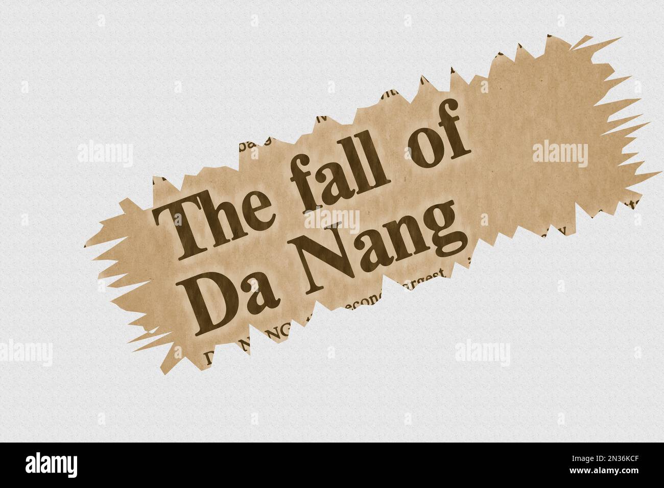The fall of Da Nang - news story from 1975 newspaper headline article title highlighted Stock Photo