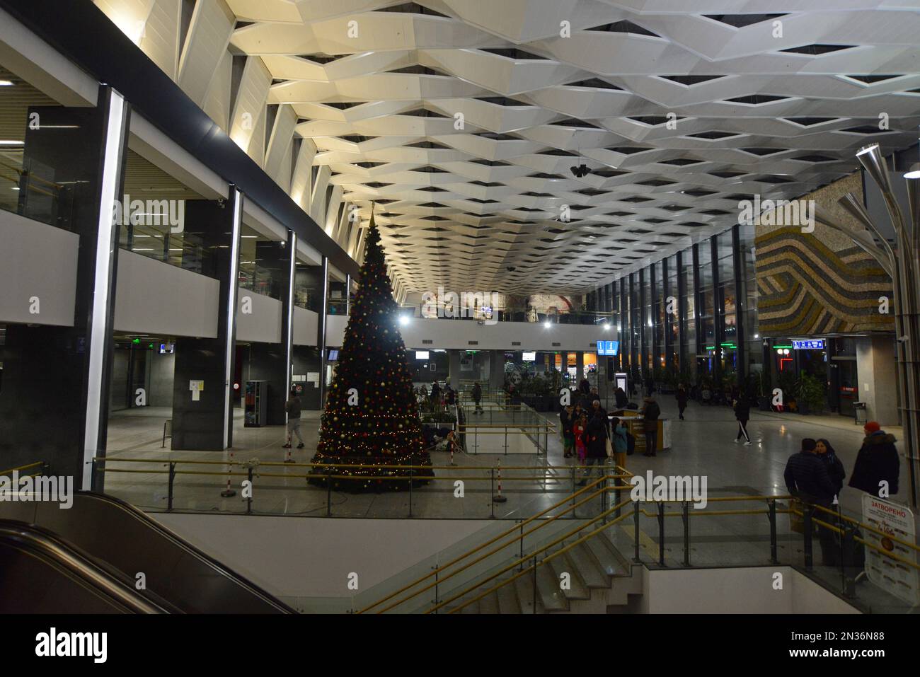 The main concourse of Sofia central railway station, Bulgaria. December 2022 Stock Photo