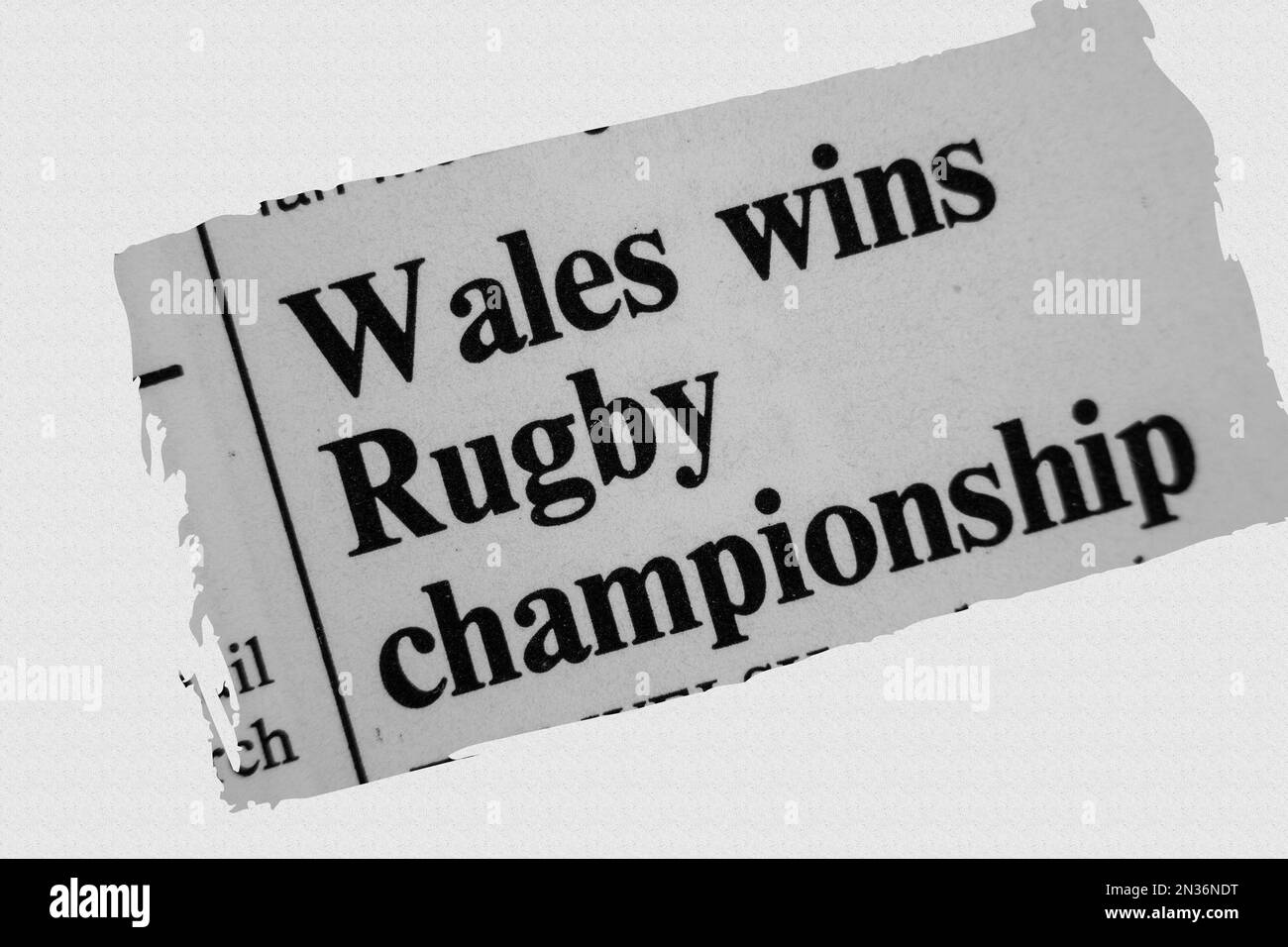Wales wins Rugby championship - news story from 1975 newspaper headline article title Stock Photo