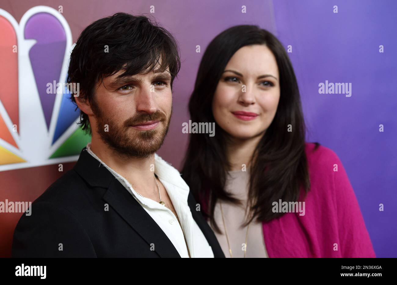 Eoin Macken, left, and Jill Flint, cast members in the television