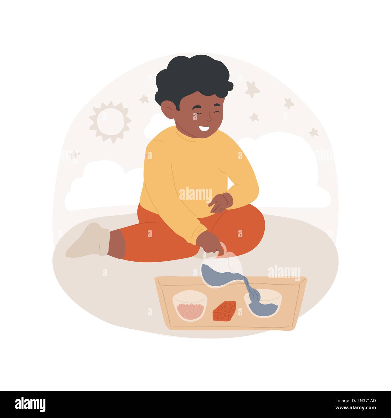 Dry and wet pouring isolated cartoon vector illustration. Practical