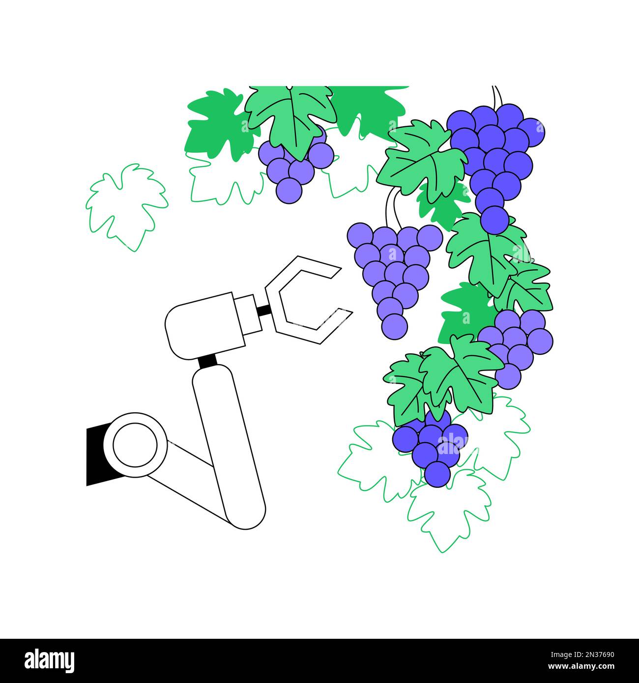 Harvesting and picking robots isolated cartoon vector illustrations