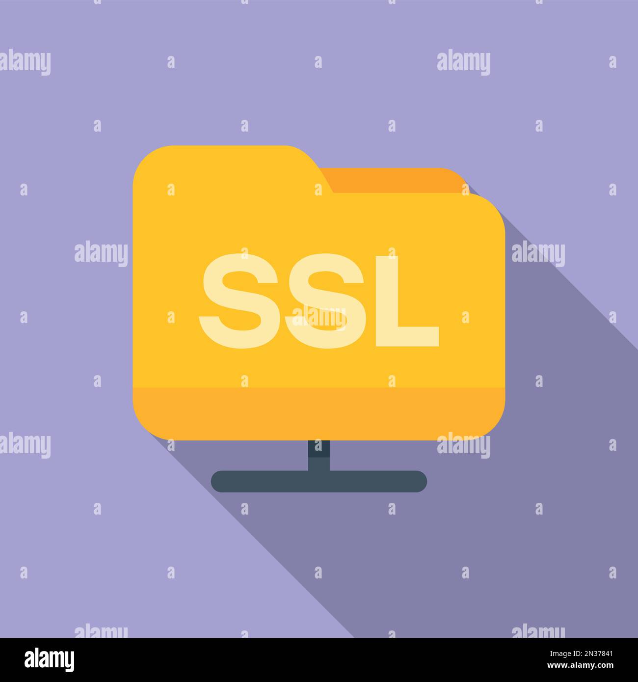 Folder SSL certificate icon flat vector. Security data. Web safe Stock Vector