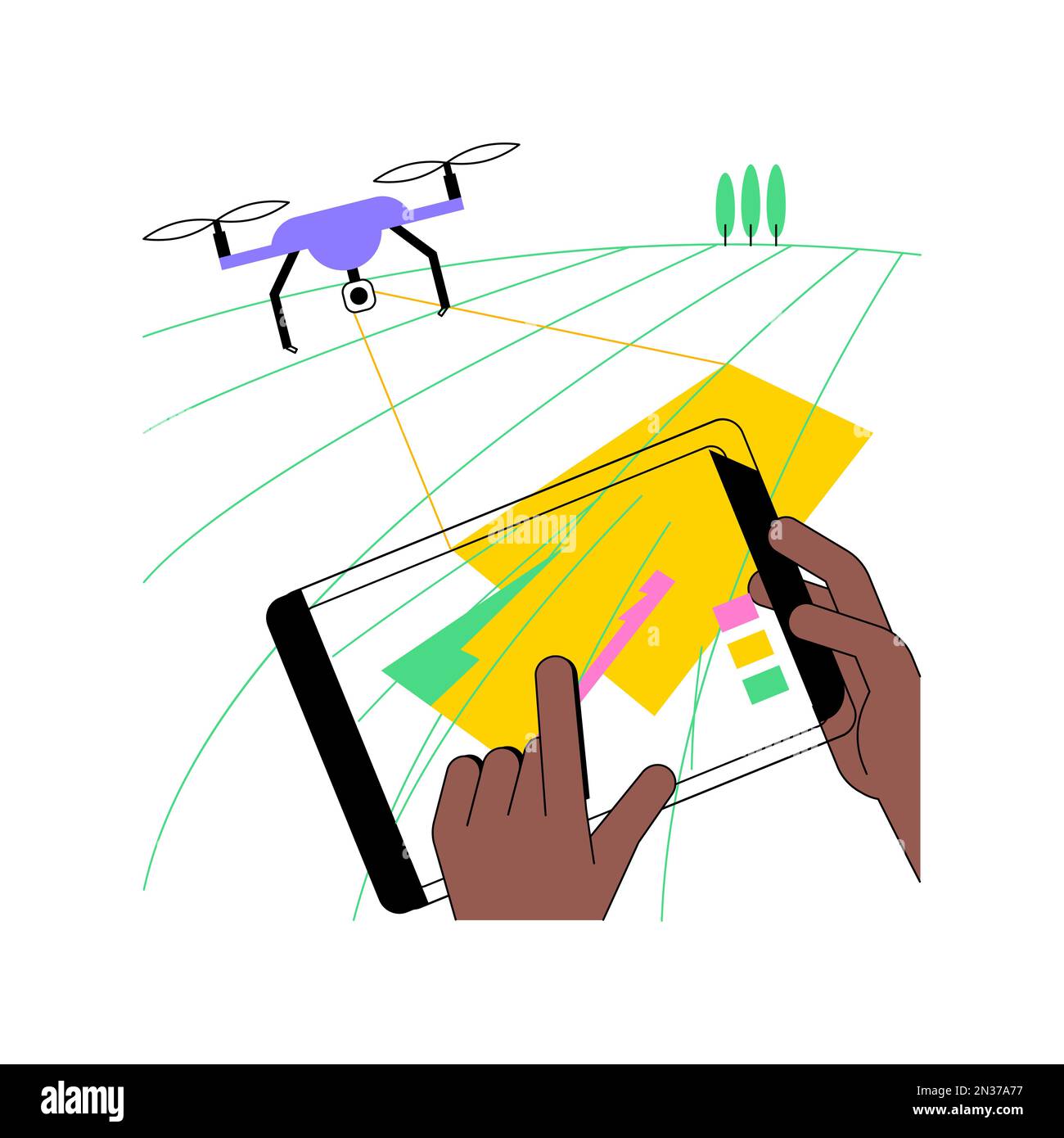 Aerial imagery drones isolated - Aerial Imagery Drones Isolated Cartoon Vector Illustrations Man With Tablet Controls Drones On Field Monitor The Soil Drone Mapping Smart Farming Processes And Analyzes Data Vector Cartoon 2N37A77