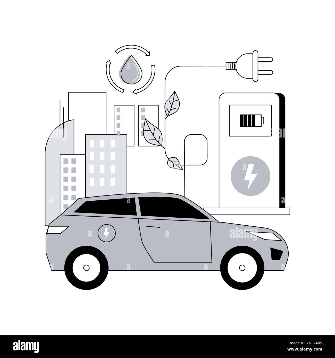 Charging station abstract concept vector illustration. Electric vehicle
