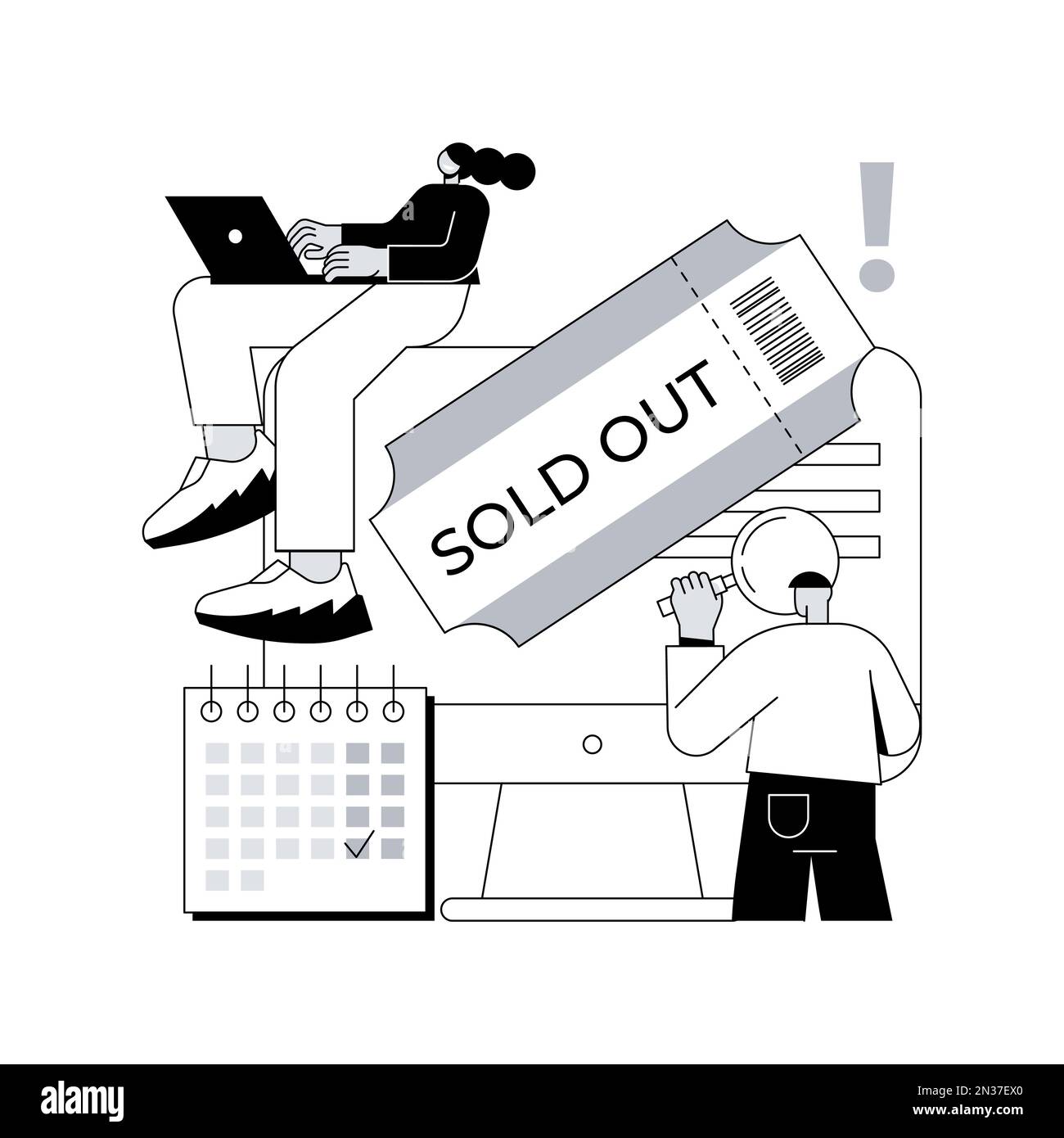 Sold-out event abstract concept vector illustration. We are sold-out, no tickets available, full venue, overbooking, premiere event, festival big success, popular show, tour gig abstract metaphor. Stock Vector