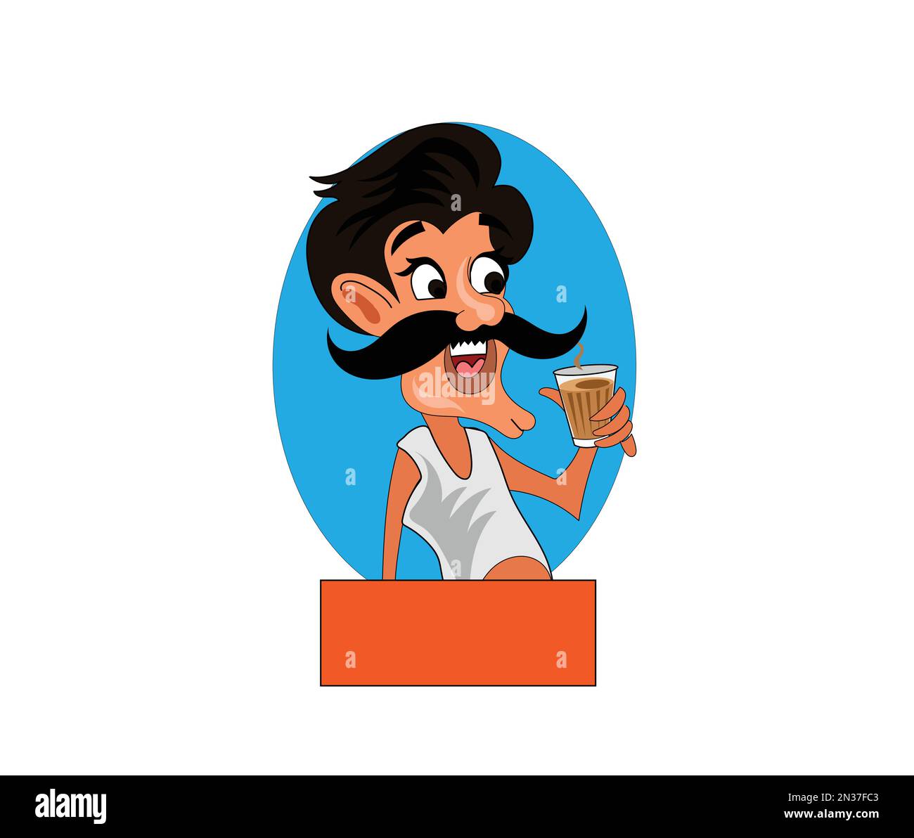 Chai wala cartoon character Indian, Pakistani street tea seller Stock Vector