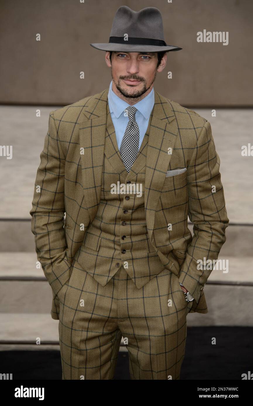 David Gandy poses for photographers upon arrival at the Burberry Prorsum  fashion show in London, Monday, Jan. 12, 2015. (Photo by Jonathan  Short/Invision/AP Stock Photo - Alamy