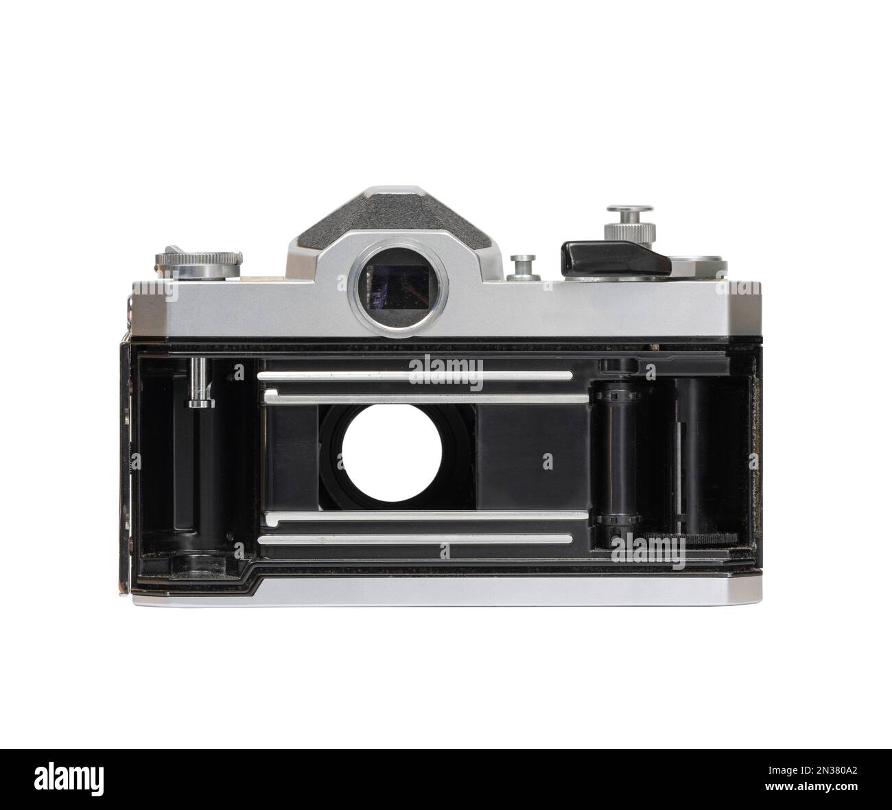 When shutter is open, viewfinder is black because mirror went up to