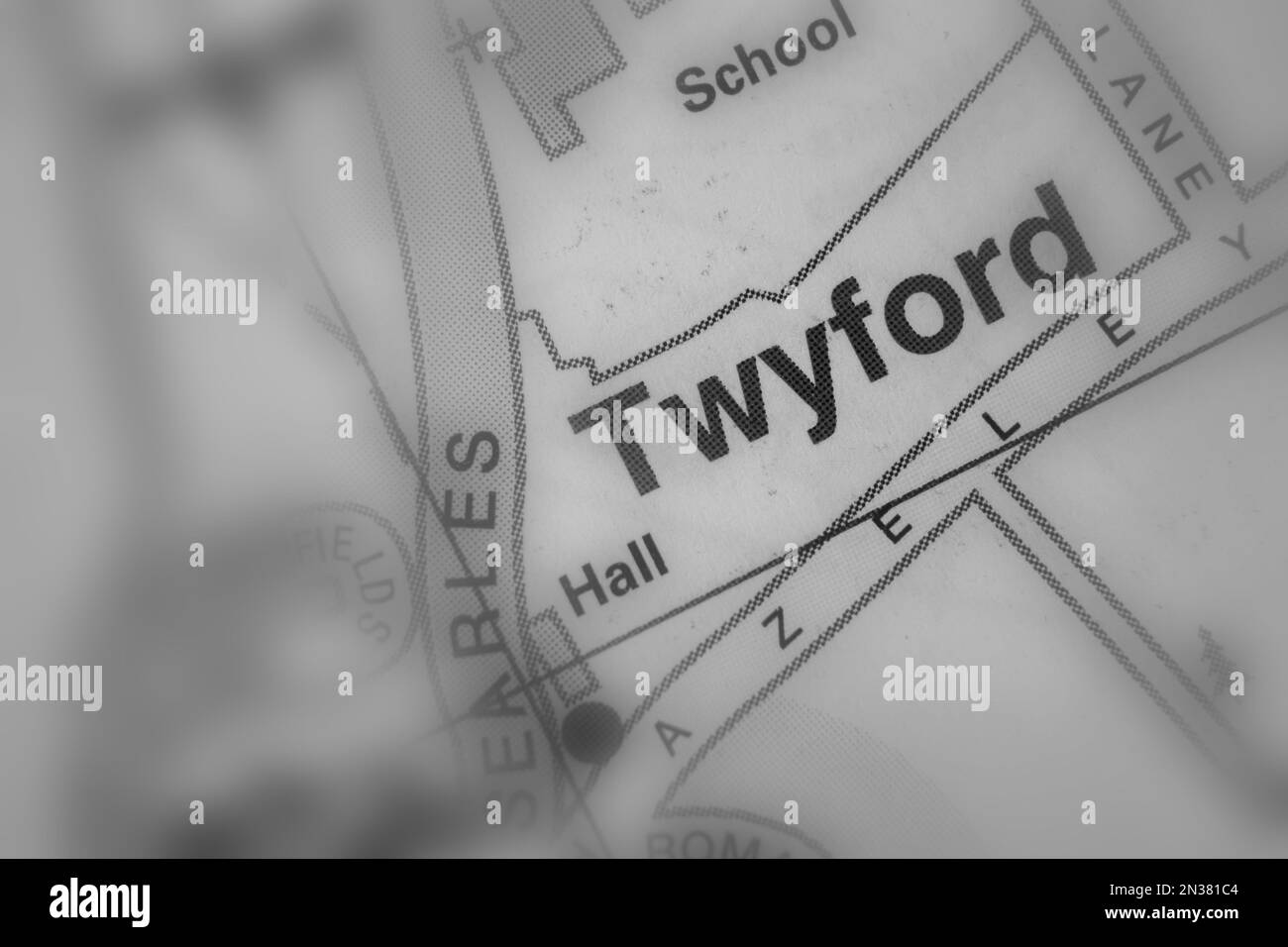 Twyford village, Hampshire, United Kingdom atlas map town name tilt