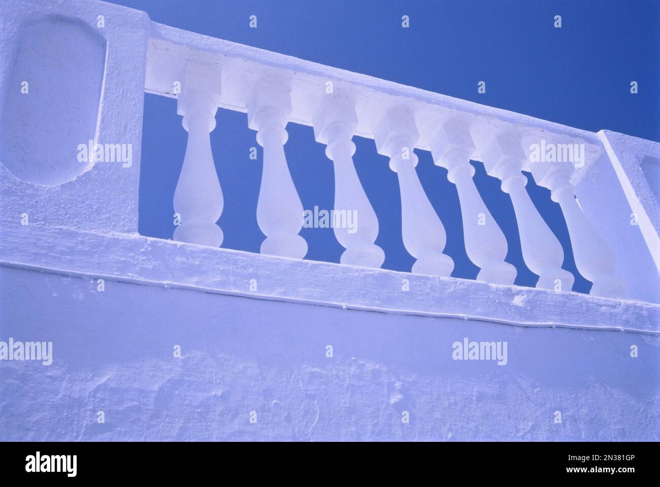 Greece Railing Santorini blue rail hi-res stock photography and images - Alamy