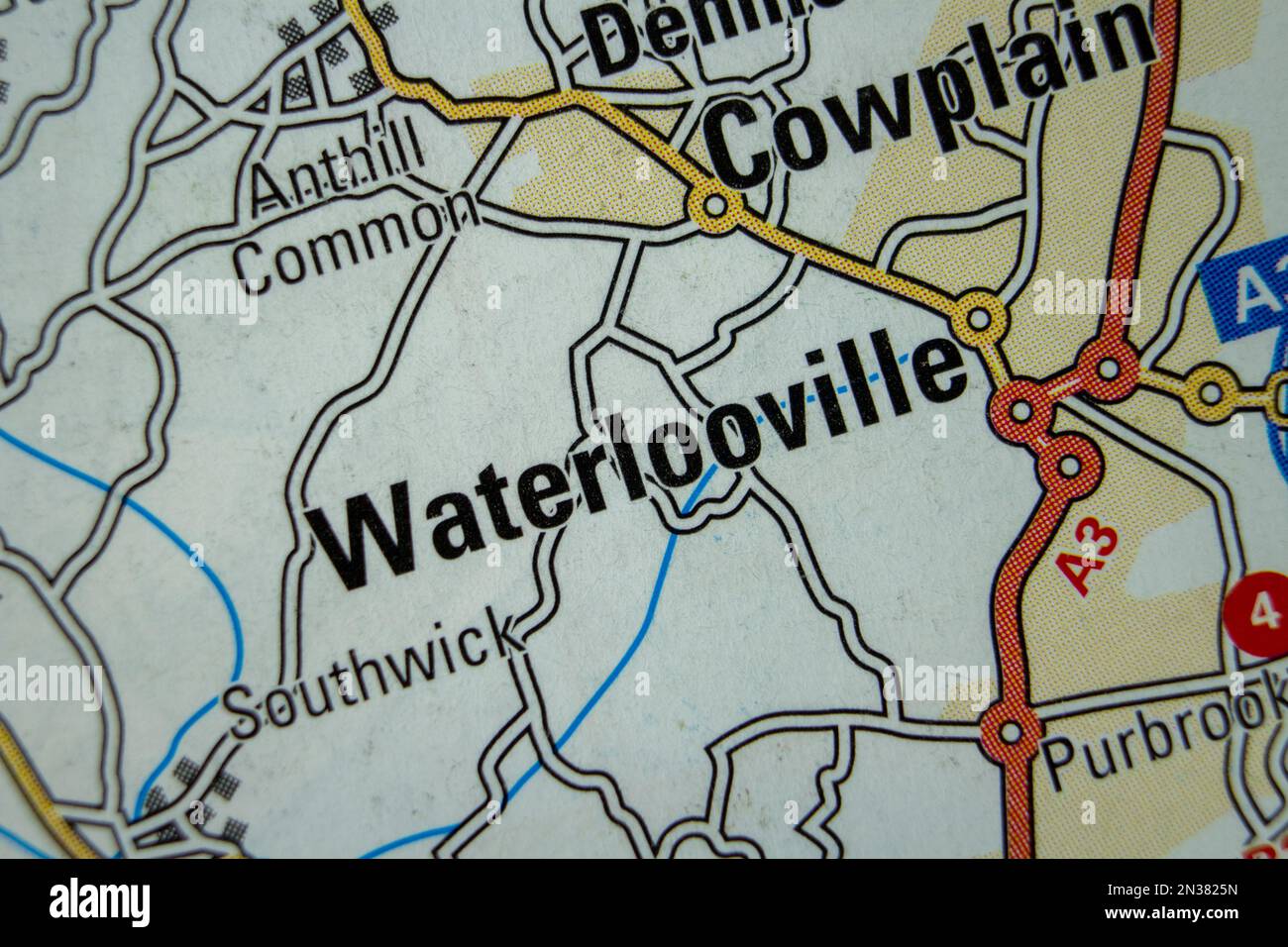 Waterlooville, Hampshire, United Kingdom atlas map town name Stock Photo