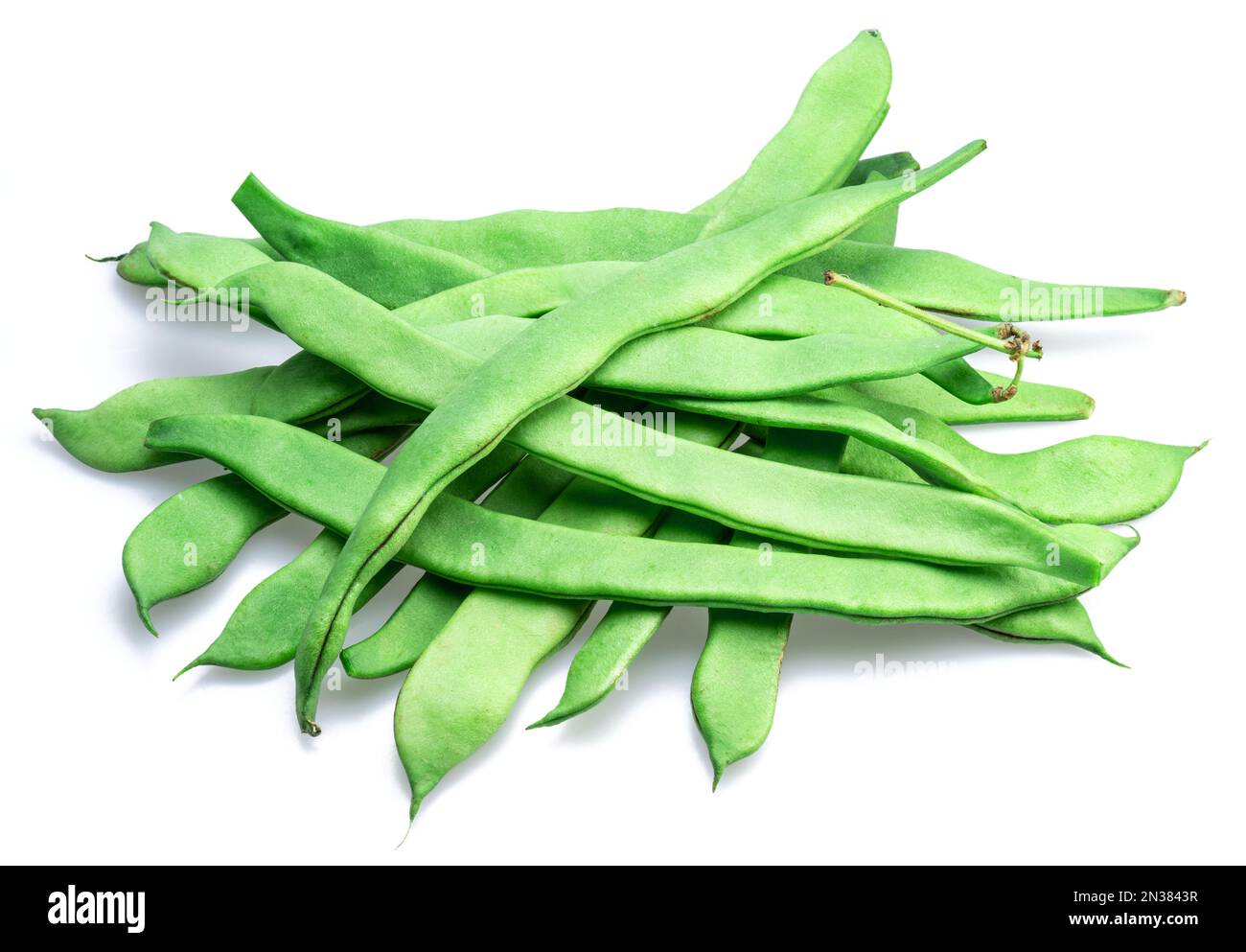 French green beans isolated on white background. Green beans are rich