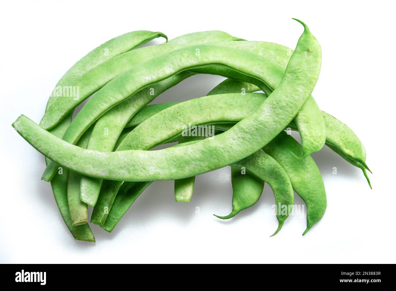 French green beans isolated on white background. Green beans are rich