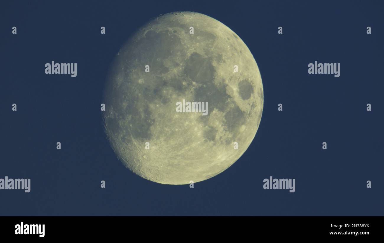 Photograph of Moon in the waxing gibbous lunar phase Stock Photo Alamy