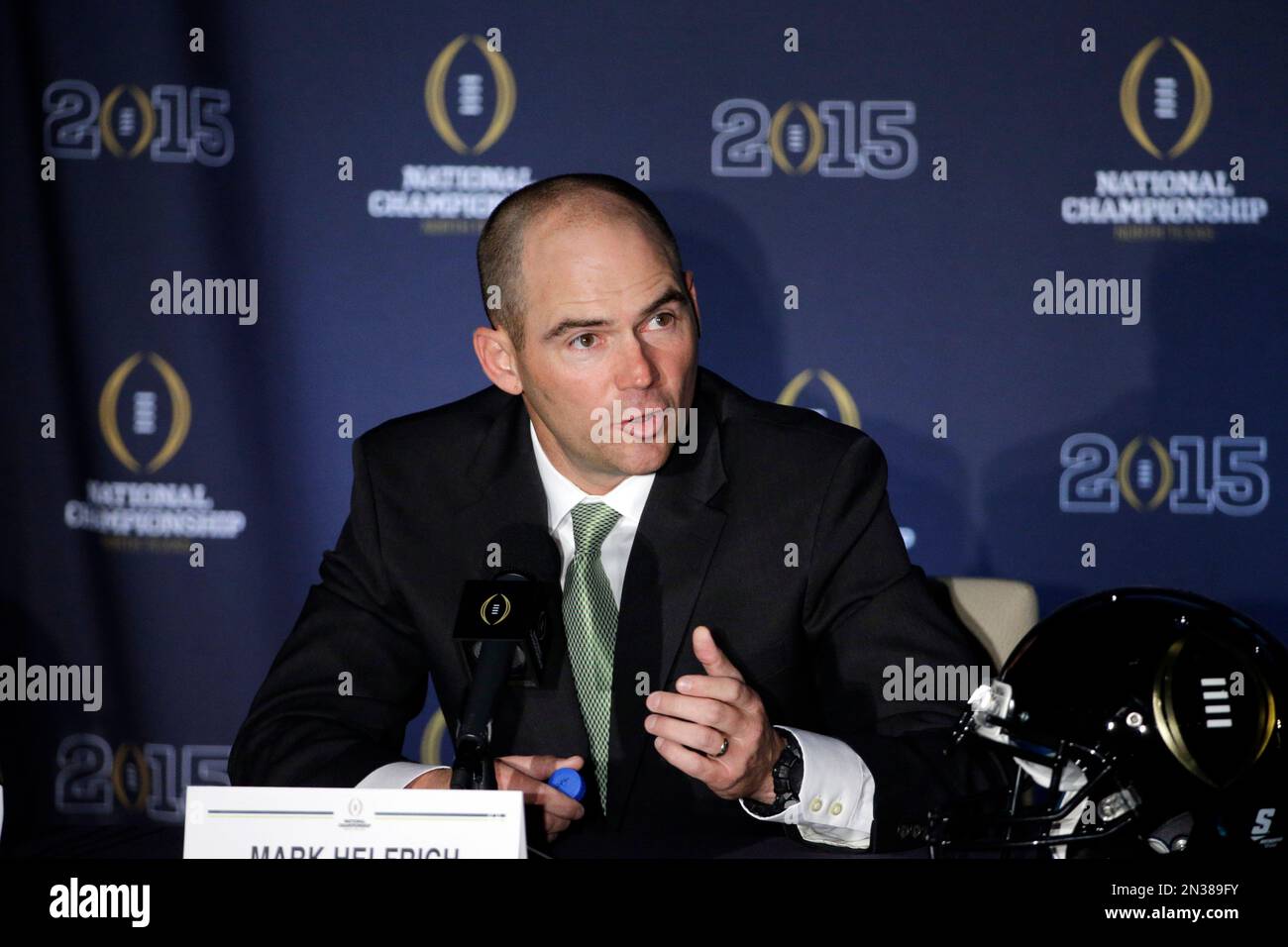 Oregon head coach Mark Helfrich during a news conference before the