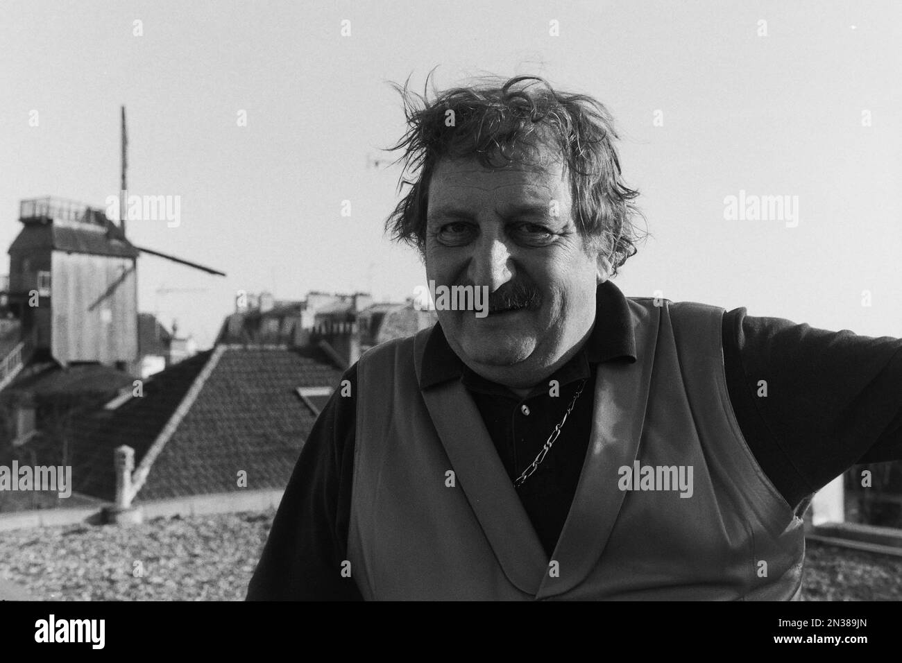 French actor Jacques Fabbri poses at home, Paris, France, 1989 Stock