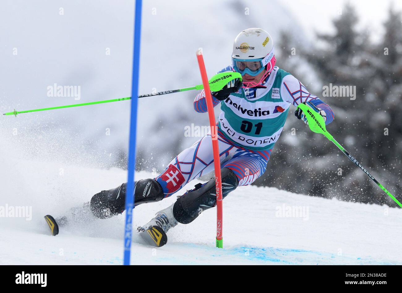 Adam Zampa, of Slovakia, competes during the first run of an alpine ski ...