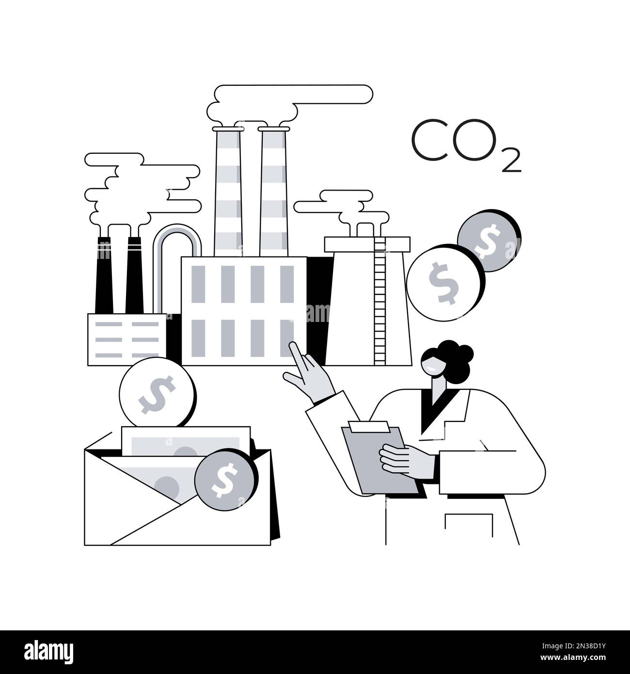 Carbon tax credit abstract concept vector illustration. Greenhouse gas