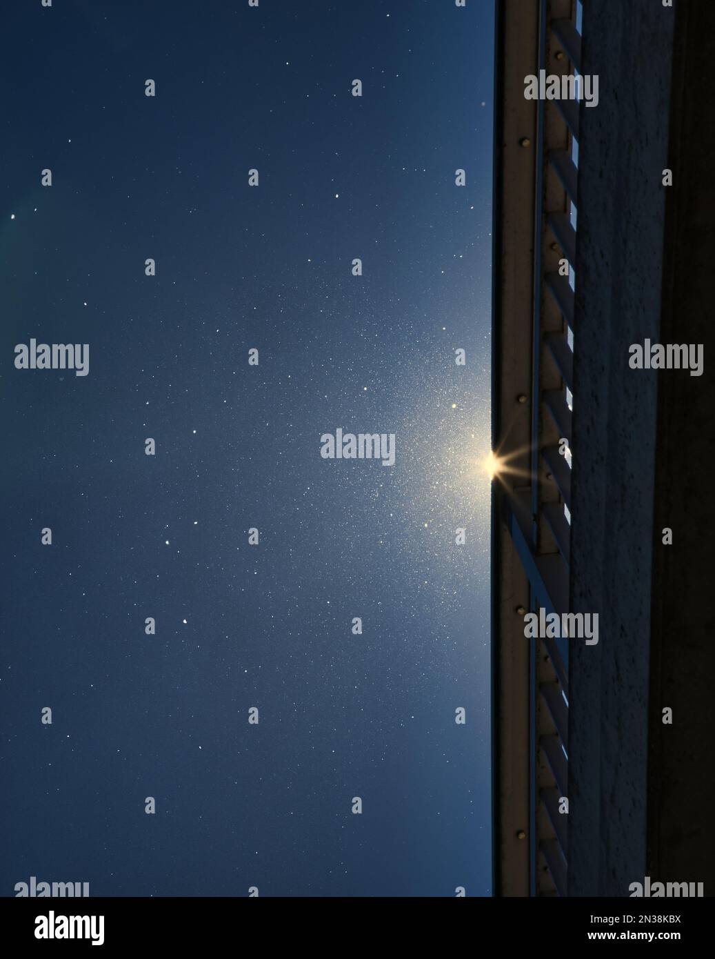 A low-angle shot of the starry night sky near the building Stock Photo ...