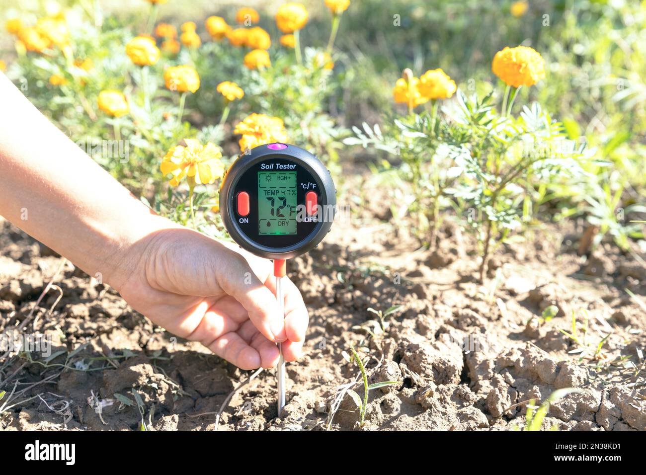 Measuring temperature, moisture content of the soil, environmental
