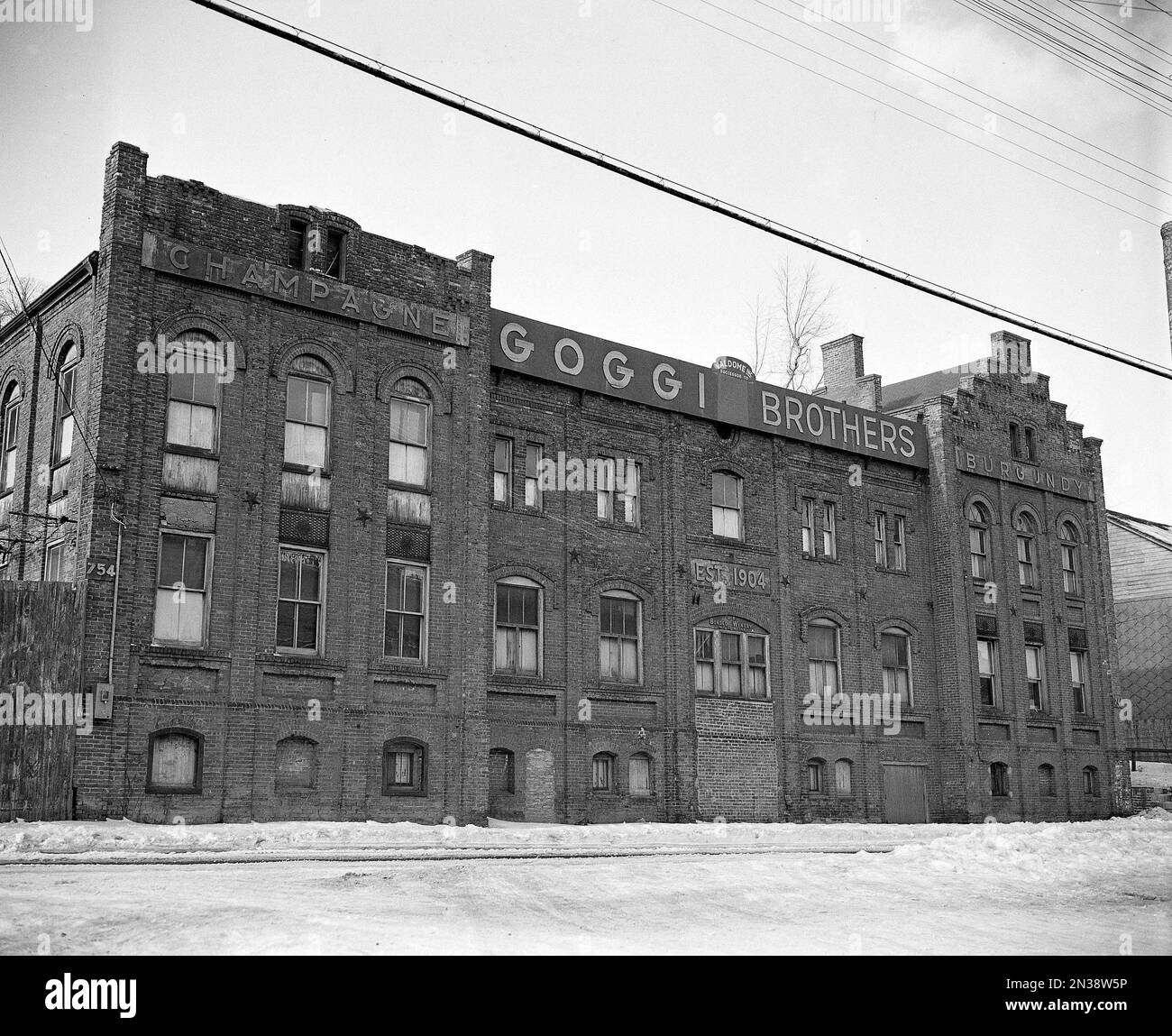 Exterior of the champagne winery owned by brothers Pio M. and Peter S. Goggi of Stapleton