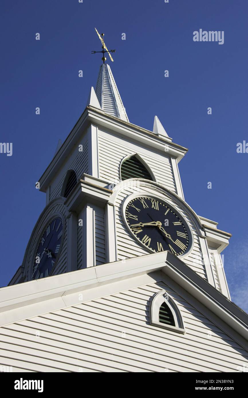 Steeple, Dennis Union Church, Dennis, Cape Cod, Massachusetts, USA Stock Photo