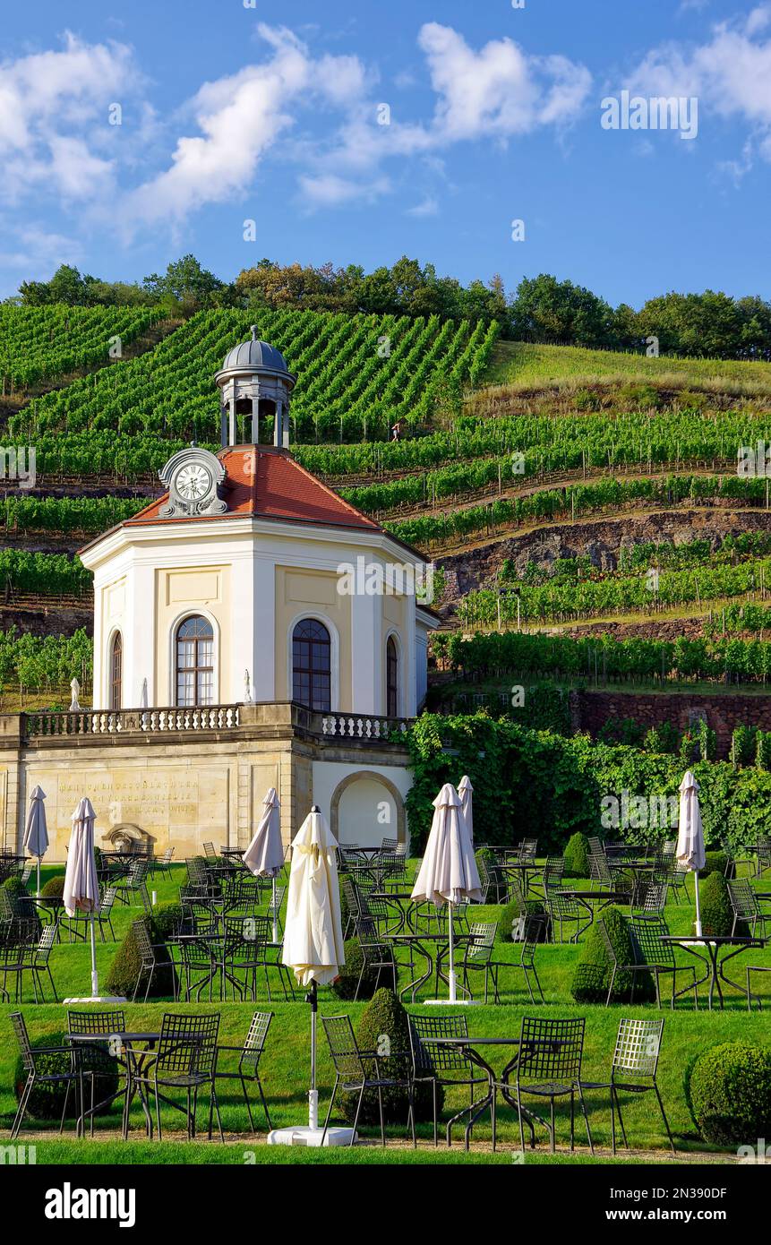 The Belvedere in the garden of Wackerbarth Manor, seat of the Saxon State Winery in Radebeul near Dresden, Saxony, Germany. Stock Photo