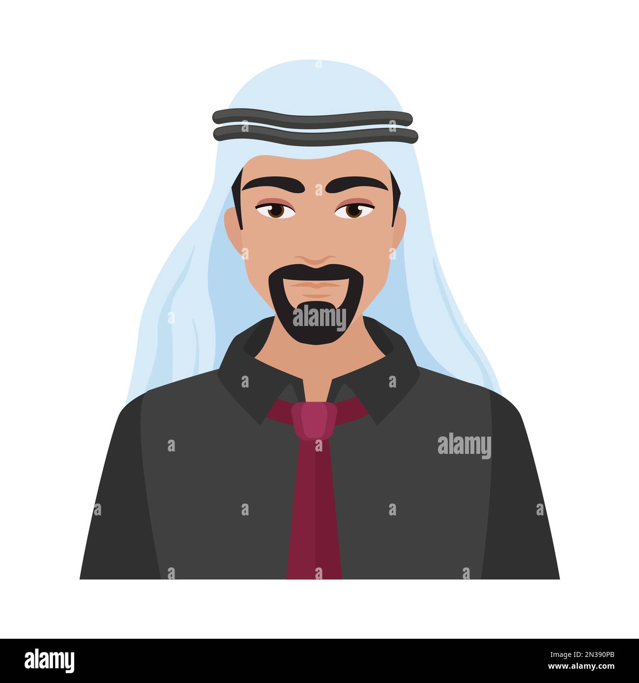 Muslim man wearing traditional thobe. Arabian businessman, islamic culture vector cartoon illustration Stock Vector