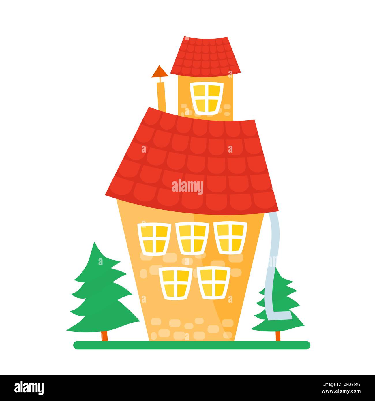 Village cartoon cottage. Rural building, village traditional house vector cartoon illustration Stock Vector