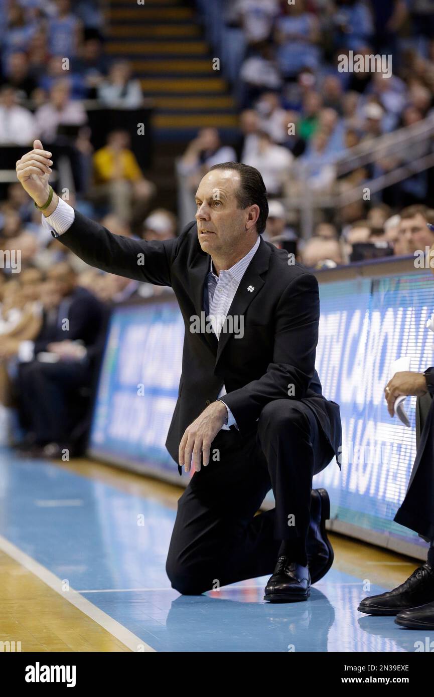 Notre Dame coach Mike Brey directs his team against North Carolina ...