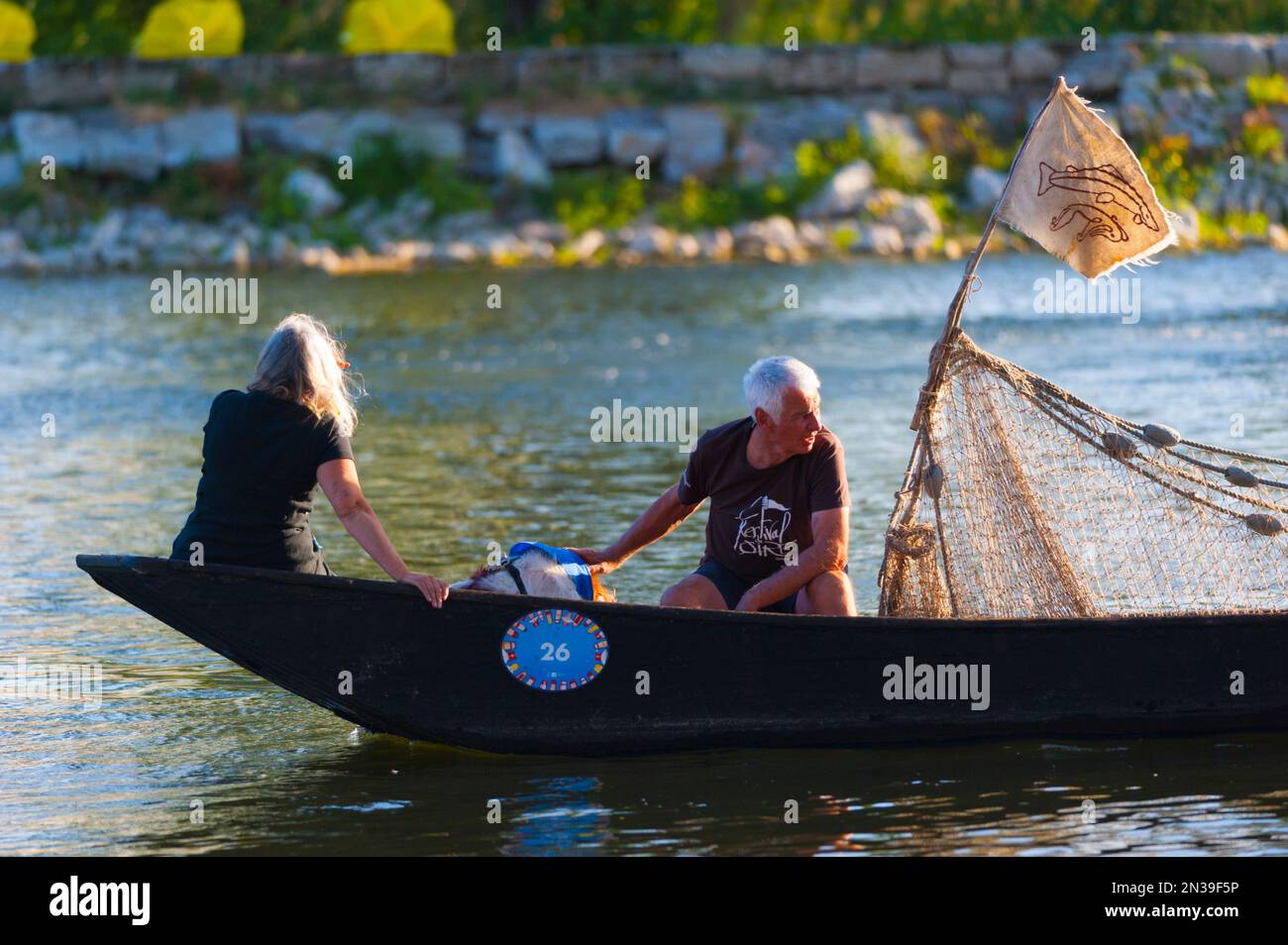 France, Loiret (45), Orléans, Loire Festival 2019, river navigation in a traditional flat-bottomed boat also used for fishing Stock Photo