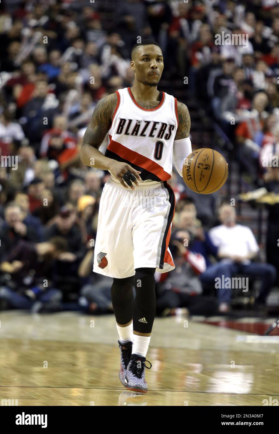 Portland Trail Blazers guard Damian Lillard is shown during an NBA ...