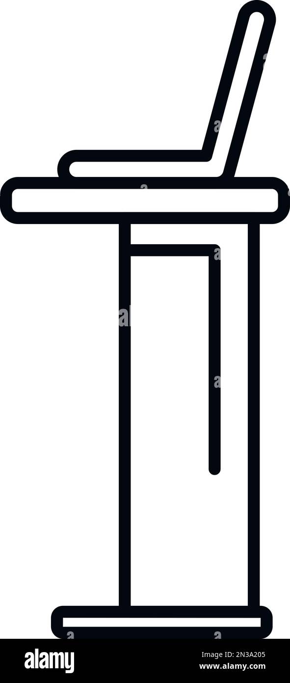 Laptop big stand icon outline vector. Table workplace. Desk neck Stock ...