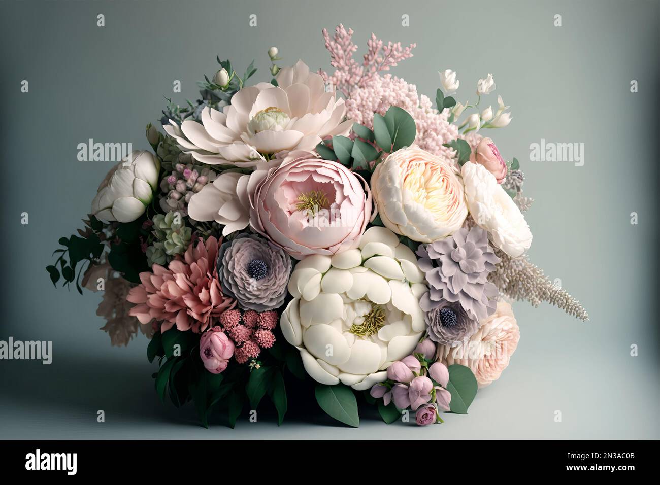 Pastel pink tulip peony flowers. Peony flower bouquet Stock Photo