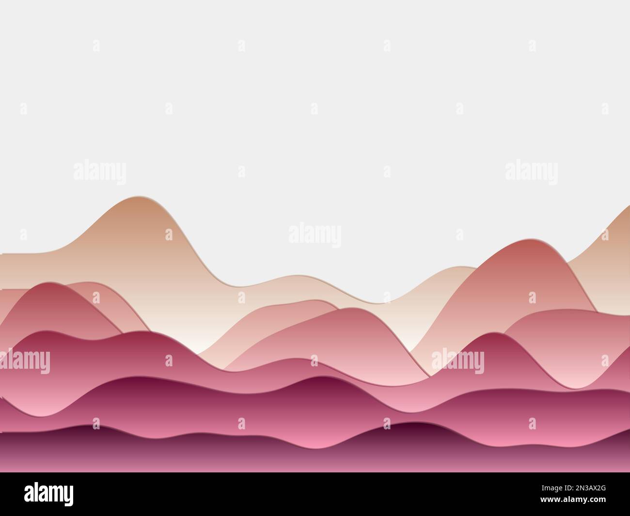 Abstract mountains background. Curved layers in yellow pink colors