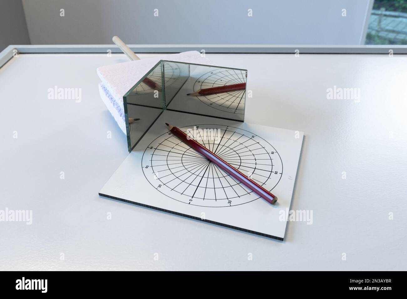 Mirrors are perpendicular to each other to demonstrate the laws of