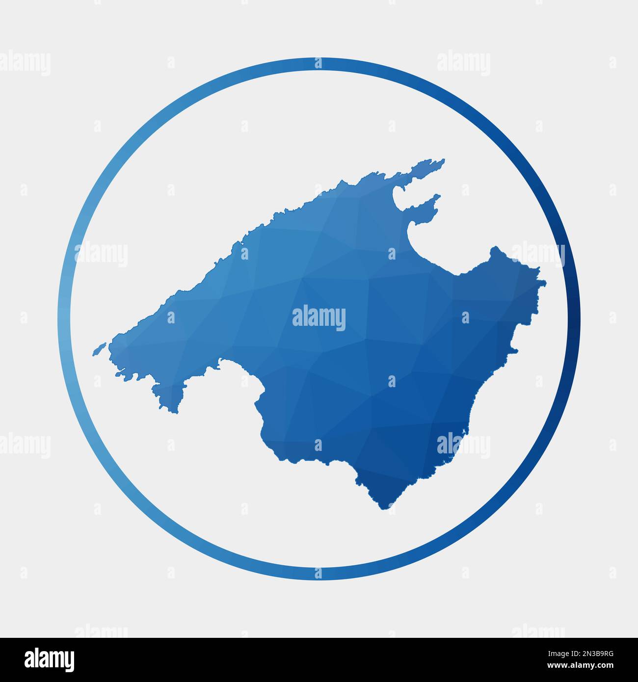 Majorca icon. Polygonal map of the island in gradient ring. Round low