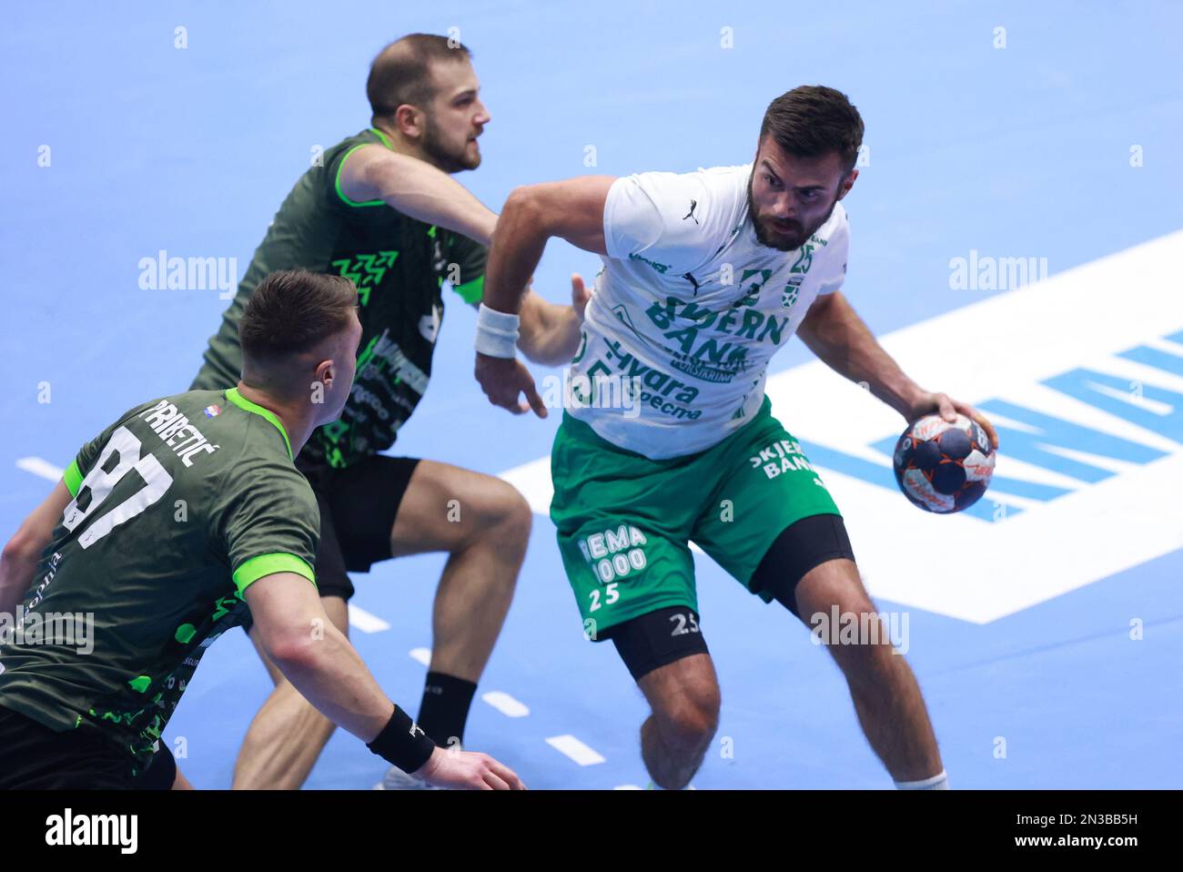 Nasice, Croatia,07/02/2023, Eivind Tangen of Skjern in action during EHF European League group C round 7 match between RK Nexe and Skjern Handbold at Sports Hall Elementary School King Tomislav on February 7, 2023 in Nasice, Croatia. Photo: Davor Javorovic/PIXSELL Stock Photo