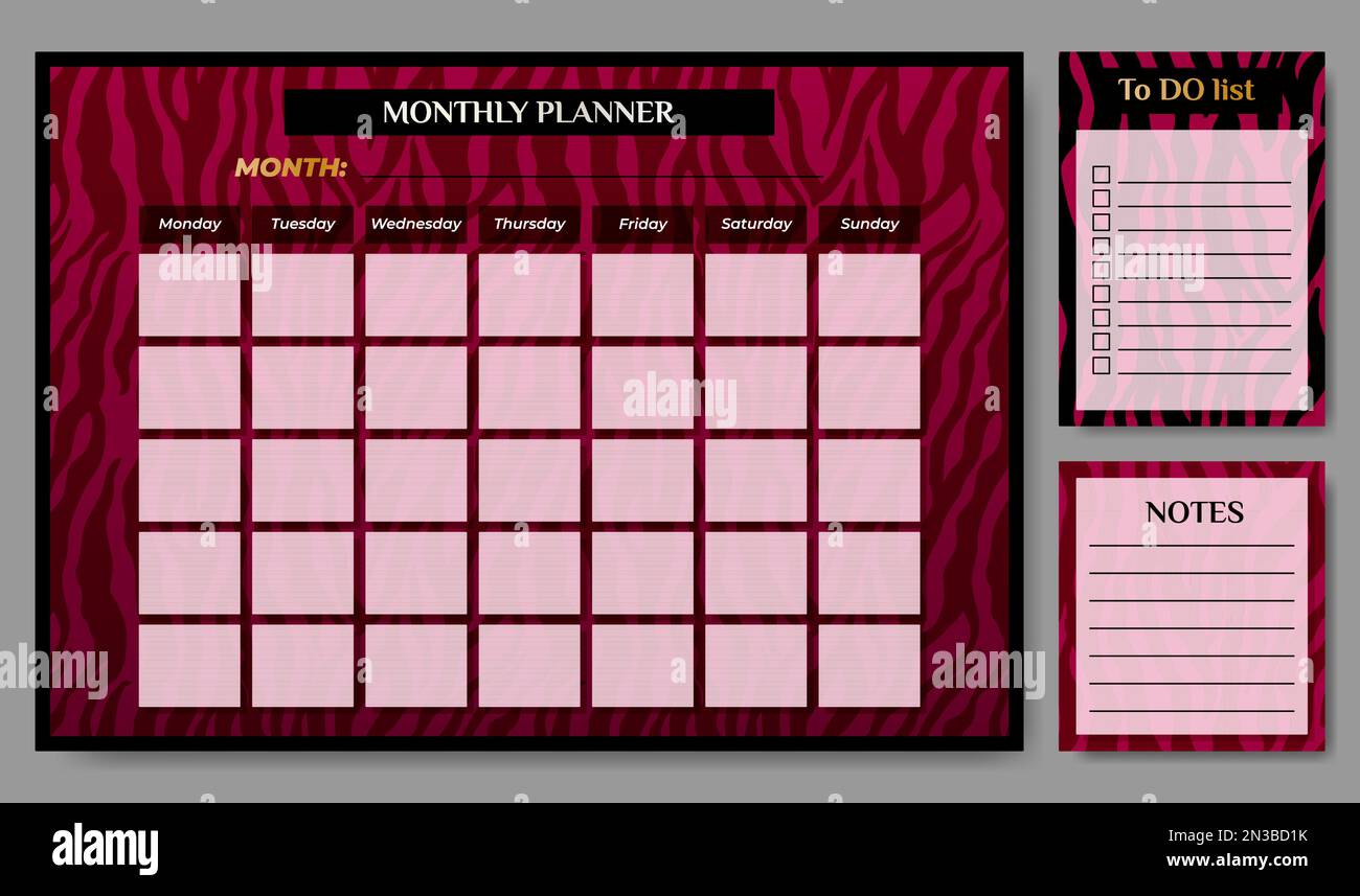 monthly-planner-with-to-do-list-on-zebra-backdrop-stock-vector-image