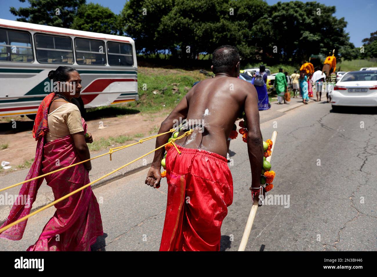 Durban, South Africa. 04th Feb, 2023. A woman looks on as a Hindu