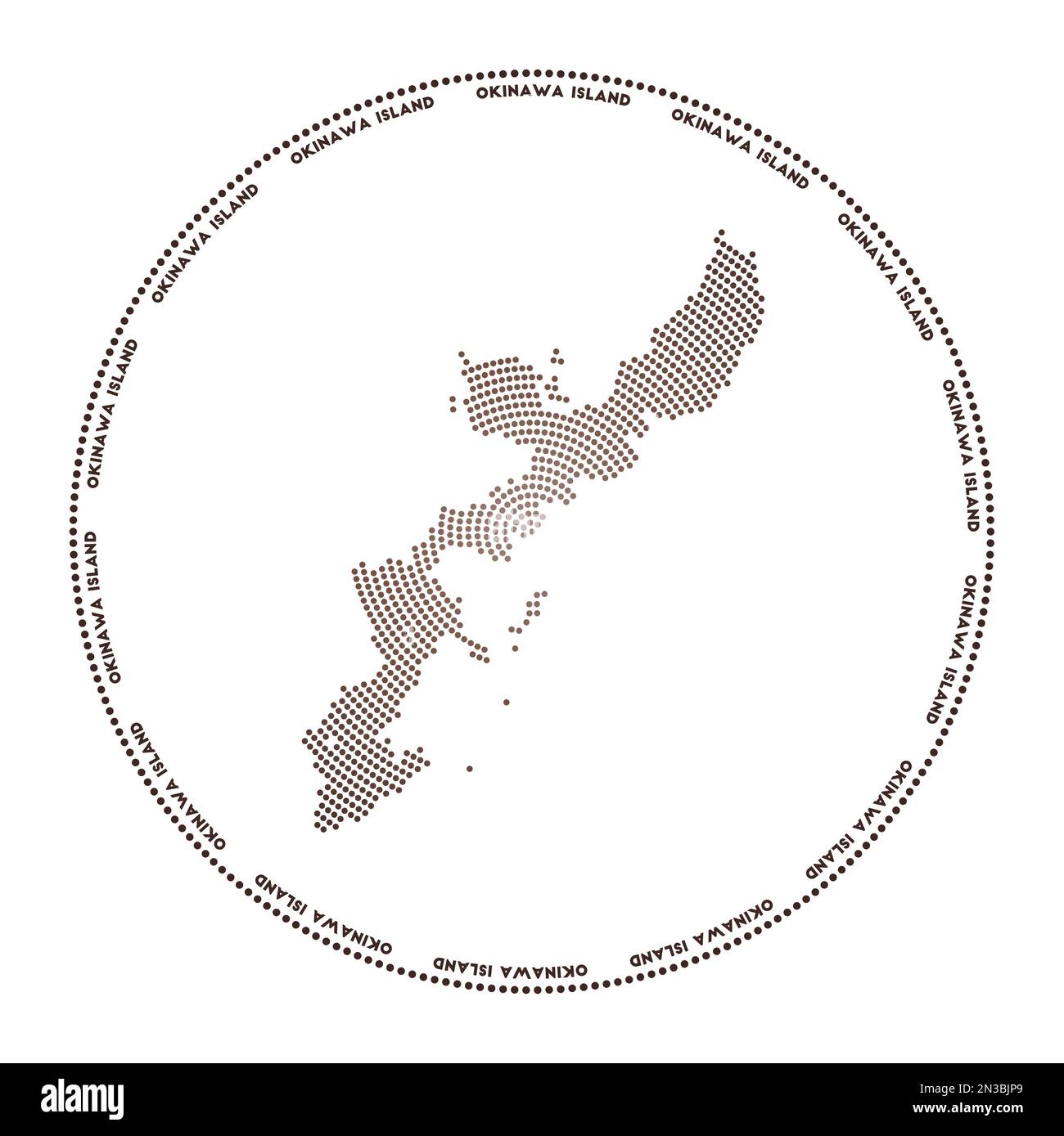 Okinawa Island round logo. Digital style shape of Okinawa Island in ...