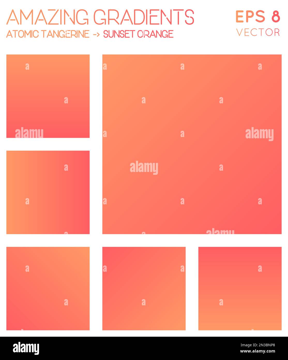 Colorful gradients in atomic tangerine, sunset orange color tones